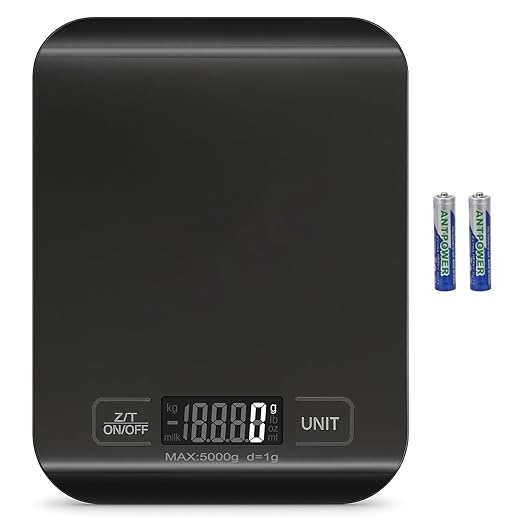 Digital Shipping Scale,Stainless Steel Panel, Accurate Portable Postal Scale for Packages, Small Business,Kitchen, Food, Handmade, Liquids, and Boutique (Black Battery (5kg/1g))