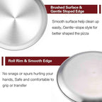 TeamFar Pizza Pan, 13.4 inch Stainless Steel Large Pizza Pan Tray Round Oven Baking Bakeware, Healthy & Heavy Duty, Oven & Dishwasher Safe