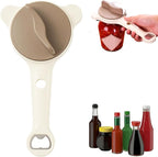 4 in 1 Multi-Purpose Jar Opener,Magnetic Stainless Steel Can Opener with Ergonomic Handle,Multi Size Lid Tool for Jars Cans Wine Bottles, Home Kitchen Helper(Beige)