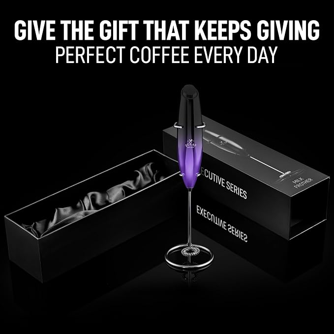 Zulay Kitchen Executive Series Luxury Gift Milk Frother – Handheld Electric Foam Maker for Coffee, Lattes & Hot Chocolate – Deluxe Finish, Great Gift for Coffee Lovers