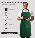 Syntus Apron for Men Women, Adjustable Cooking Kitchen Chef Aprons with 2 Pockets, Cotton/Polycotton/Polyester