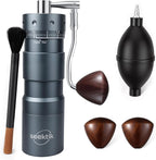Manual Coffee Grinder with Numerical External Adjustable Setting Stainless Steel Conical Burr Hand Crank Coffee Mill for Cold Brew Espresso French Press Pour Over Drip with Foldable Handle- Grey