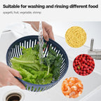 Stainless Steel Salad Spinner, 5.3 Qt Lettuce Spinner with Non-Slip Base, Drain and Stop Button, Fruit and Vegetable Washer and Dryer Spinner