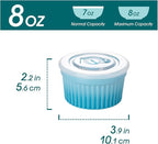 vancasso 8 oz Ramekins with Lid, Porcelain Creme Brulee Souffle Dishes, Blue Pudding Custard Cups Ramiken for Baking, Dishwasher and Oven Safe, Set of 6