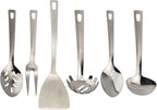 Darware Complete Serving Set (6-Piece, Silver); w/Pasta Server, Fork, Slotted Spoon, Ladle, & Cake/Casserole Server