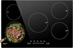 KPUY Induction Cooktop 30 Inch with 5 Burner, Electric Burner 220-240V, 7400W Electric cooktop with 9 Power Levels, Child Safety Lock & Timer, 30'' Induction Cooktop Hard Wire(No Plug)