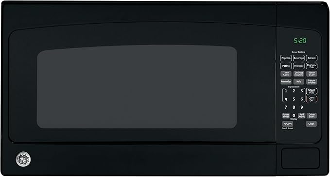 GE Countertop Microwave Oven, 1,200-watt Capacity, 2.0 Cubic Ft., 8 Auto Setting Cooking Settings, Child-Lock Technology, Kitchen Essentials for the Countertop, Dorm Room or Apartment, Black