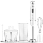 Upgraded 1100W 5-in-1 Immersion Hand Blender – 20 Variable Speeds, Up to 15,500 RPM, Handheld with Milk Frother & Food Processor, White