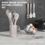 AOTHOD Silicone Cooking Utensils Set - 446°F Heat Resistant Kitchen Utensils,Turner Tongs,Spatula,Spoon,Brush,Whisk,Kitchen Utensil Gadgets Tools Set for Nonstick Cookware,Dishwasher Safe (BPA Free)