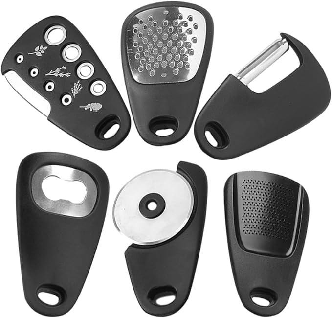 HEALLILY Kitchen Gadgets Set 6pcs Multi-functional Food Peelers Potato Peeler Pizza Cutting Wheel Garlic Grinder Fruit Slicer Vegetable Cutter for Home Cooking