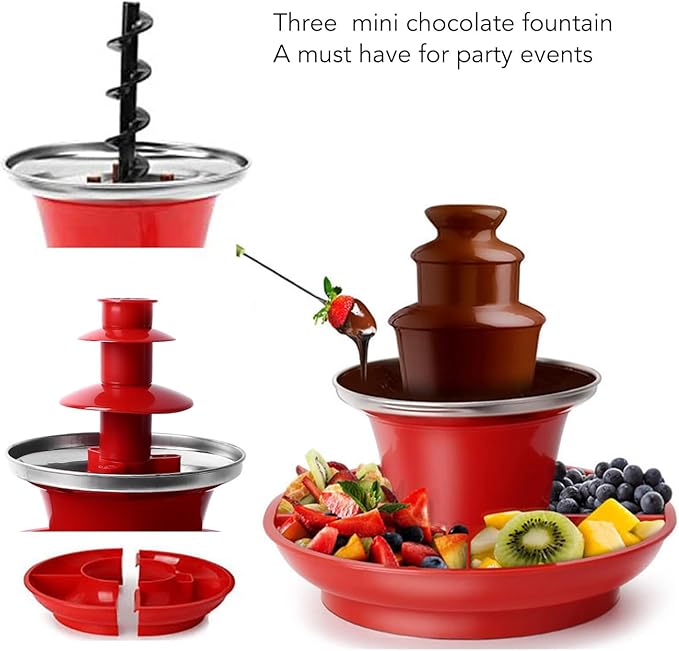 Irishom Three Layer Chocolate Sauce Fountain Detachable Mini Chocolate Sauce Melt Fondue for Party Games Night Xmas