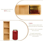 HTB Small Tea Bag Holder, Bamboo Tea Organizer 3 Compartments for Beverage Suppliers, Sugar, Sweeteners, Individual Packets, Portable Tea Bag Organizer for Home Kitchen Counter or Office