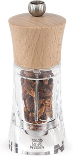 Manual chili pepper mill in wood and acrylic, natural 14 cm - 5,5in.