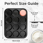 Wrenbury Nonstick Whoopie Pie Pan 12-Cup - Carbon Steel Shallow Baking Tray for Muffin Tops Macarons Cookies Yorkshire Puddings Cornbread & Burger Buns