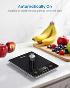 RENPHO Digital Kitchen Scale, Smart Food Weight Scale with Nutritional Calculator, Gram Scale for Weight Loss Cooking Baking Keto Macro Diet, Black Glass, 22lb/10kg