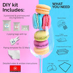 W4W Macalicious Macaron Baking Mix, DIY Bake Your Own French Macarons Kit, Includes All Dry Ingredients, Pastry Bags with Piping Tip, Template & Detailed Instructions, Great activity for Kids & Adults