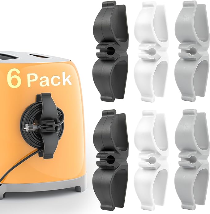 Daisyhome Cord Organizer for Kitchen Appliances-6 Pack, Appliance Cord Organizer stick on, Small Kitchen Appliances Cord keeper, Adhesive Cord Holder, Cord Winder for Pressure Cooker, Stand Mixer…