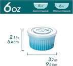 vancasso 6 oz Ramekins with Lid, Porcelain Creme Brulee Souffle Dishes, Blue Pudding Custard Cups Ramiken for Baking, Dishwasher and Oven Safe, Set of 6