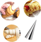 Joyeee 16 Pack Stainless Steel Cream Horn Molds Mini, With Piping Bags Reusable, Cream Icing Piping Nozzle Tip Long and Cleaning Nozzle Brush Baking Accessories Decorating Tool, 3.4 Inch