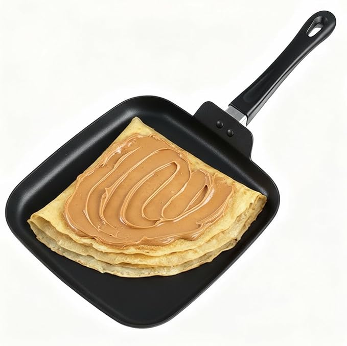 Nonstick Square Griddle Pan for Pancakes Eggs Bacon, 11 inch Family Breakfast Griddle. Aluminum Flat Top Griddle Pan for Gas Electric Stove, Even Heat Distribution Warp-Proof Easy Clean