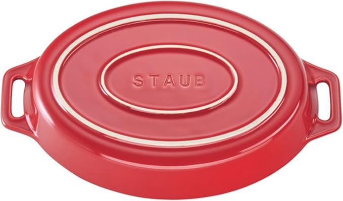 staub Dish 40508-606 Oval Dish, Cherry 9.1 inches (23 cm), Ceramic Au Gratin Dish, Oven Safe and Microwave Safe