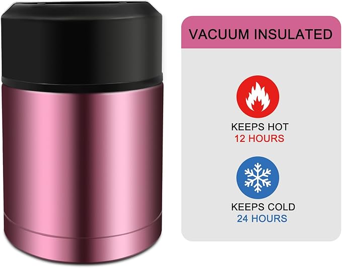 35oz Soup Thermos, Stainless Steel Thermos for Hot Food, Wide Mouth Food Thermos Jar, Insulated Lunch Container Leak Proof Vacuum Thermal Flask(rosered)