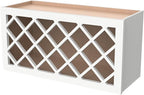 Solid Wood RTA Wine Bottle Rack Wall Cabinet with Lattice Panels - Wine Storage for Bar, Pantry, Cellar - Mocha (Origami White, 30'W 12'D 15'H)