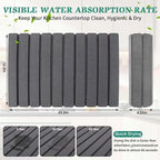 Stone Dish Drying Mat for Kitchen Counter, 24''×15'' Dishes Drying Matt Kitchen Counter, Absorbent Diatomaceous Earth Bath Quick Dry Mats for Tableware, Bottles and Cup (Dark Grey)