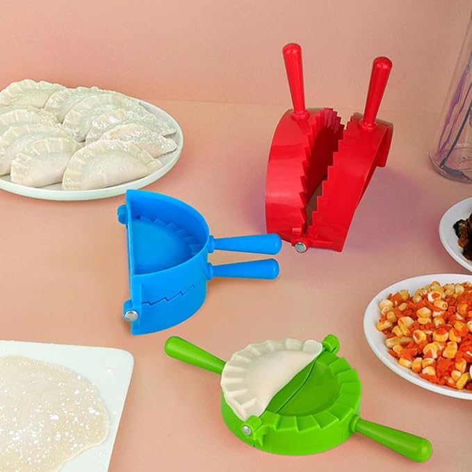 DOITOOL 4pcs Dumpling Maker Set Plastic Pp Dumpling Press Cutters with Large, Medium, Small, Mini Molds for Manual Dough Sealing and Kitchen Cooking Tools Random Color