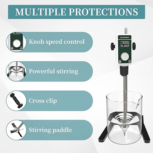 OS-15S Digital Overhead Stirrer 20L(H₂O) Lab Stirrer H-Base Stainless Steel Stand & 1 Stirring Paddle | 100-1500RPM,20000 mPas,Timing 1min-24h