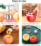 Vegetable & Fruit Corer, Veggie Corer Drill Fruit Core Remover Kitchen Tool, 2 Sizes Veggie Drill for Coring and Hollowing Out Zucchini, Pumpkin, Potatoes, Carrot, Apple, Pear, Tomato