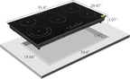 Winado 5 Burners Electric Ceramic Cooktop 35 inch, 220-240V Flat Top Stove, Multi-function Elecric Stovetop w/9 Heating Level, Timer & Kid Safety Lock, Sensor Touch Control, Timer Setting, 8600W