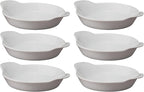 HIC Kitchen Round Au Gratin Baking Dish Set, Fine Porcelain, 4-Ounce, Set of 6