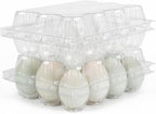 50 Pack Large Plastic Egg Cartons - 1 Dozen Clear Duck Egg Tray - Reusable Egg Storage Holder for Refrigerator, Family Pasture, Duck Farm, Market Display