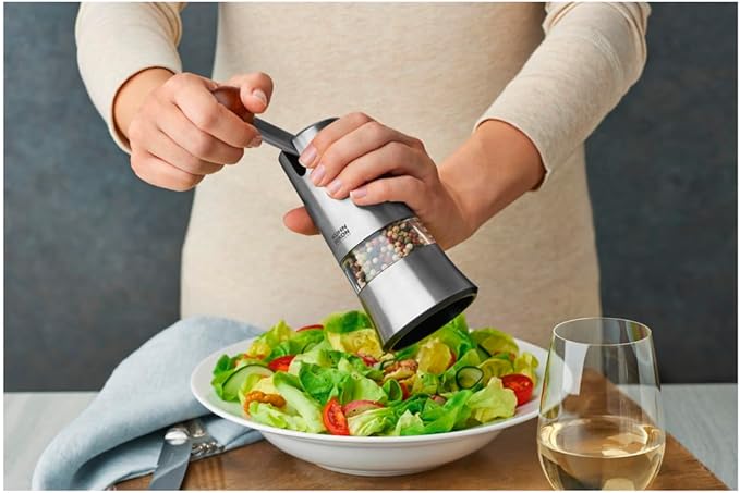 Kuhn Rikon Epicurean Adjustable Ratchet Grinder with Ceramic Mechanism for Salt, Pepper and Spices, 8.5 x 2.75 inches, Stainless Steel