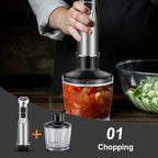 Immersion Hand Blender Multi-Purpose 220V 5 IN 1 Blender Heavy Duty Copper Motor Stainless Steel Finish Includes Whisk Attachment, Chopper and Smoothies Cup (HB3302 EU Plug)