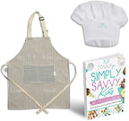 TOVLA JR. Apron Gift Set for Kids with Pocket for Boys and Girls, Comfortable Cotton Canvas for Baking and cooking