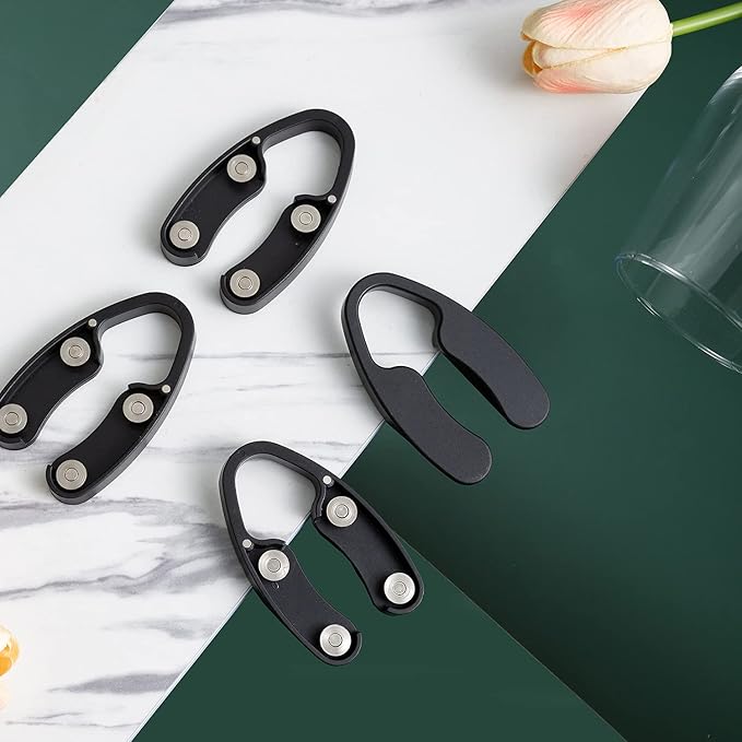 OHMAXHO 4 Pack Magnetic Wine Foil Cutter Tool,4 Stainless Blades Foil Remover for Wine Bottles,Removes Foil Top Effortlessly,Wine Bottle Opener Accessory,Gift for Wine Lovers,Black