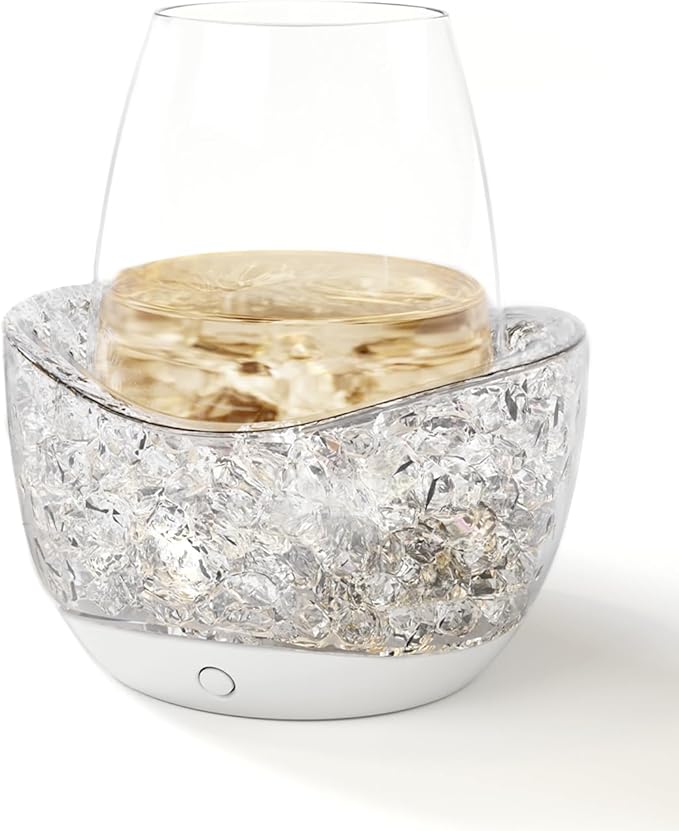 Wine Chiller for Glass Stemless Wine Glass Chiller Keeps Your Glasses of Vino Cold 10 Color Light Modes Separable Wine Essentials Accessories (White)