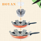 BOYAN Pot and Pan Protectors, Larger & Thicker Felt Pot Protectors for Stacking, Set of 12 & 3 Different Sizes, Cookware Accessories, Pan Separators for Stacking Skillet Ceramic Glassware