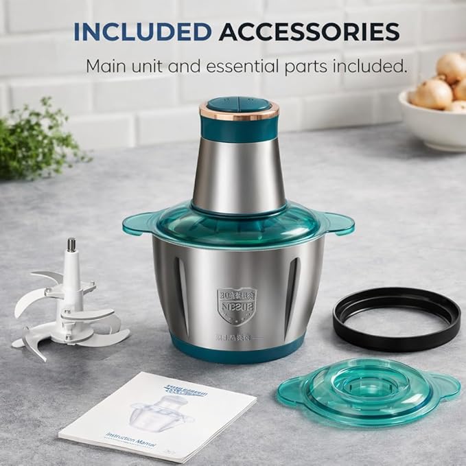 Meat grinder,Meat chopper,Food Chopper,Fast Shredding for Meat, Vegetables, Fruits and Nuts,Electric Food Chopper with 4 Large Sharp Blades for Meat, Upgraded Button & Smart Overheat Protectio