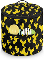 Electric Pressure Cooker Storage Bag Smooth Flat Surface Electric Pressure Cooker Insulation Handbag Home Decorations, Yellow Flame Print