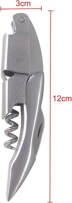 Professional Waiters Corkscrew, Wine Opener with Foil Cutter and Cap Remover, Stainless Steel Wine Key for Servers, Bartenders (Silver)