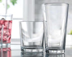 Glaver's Drinking Glasses Set of 12. Glassware set, 6 Highball Glass Cups, 6 Whiskey glasses. Classic Drinkware Set 17 oz Tall Glasses Set and 13 oz Rock Glasses.