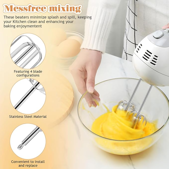 Hand Mixer Replacement Beaters: 2 Pack Stainless Steel Attachments for Electric Mixer, Egg Beater Whisk Set, Handheld Kitchen Baking Parts for Cake Batter Dough Cream