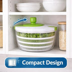 SKYREN 4 Qt Salad Spinner, Vegetable Washer & Dryer with Easy Spin Handle, Non-Slip Base, Large Capacity Kitchen Prep Tool, Green Glaze, 6.54 Inch Height