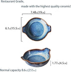 Ceramics Au Gratin baking Dishes Set of 4, Baking Tray Bake ware, 8.6 oz Ramekins, for Pie Pan, Appetizer, Tart, Dessert, Quiche, Oven Small dish, individual dishes, Round 7.5 Inch