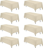 BRILLMAX 8 Pack Beige Tablecloths 70 x 120 Inch for 6ft or 8ft Rectangle Tables - Rectangular Bulk Linen Polyester Fabric Washable Cloth Cover for Wedding Reception Banquet Birthday Party