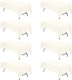 BRILLMAX 8 Pack Ivory Tablecloths for 8 Foot Rectangle Tables 60 x 126 Inch - 8ft Rectangular Bulk Linen Polyester Fabric Washable Cloth Cover for Wedding Reception Banquet Birthday Party