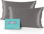 Mulberry Silk Pillowcases Set of 2, Both Sides Real Silk Pillow Covers for Hair and Skin Prevent Acne Pillowcase Organic Silk Pillowcase 2 Pack with Hidden Zipper, Grey, King (20"×36")